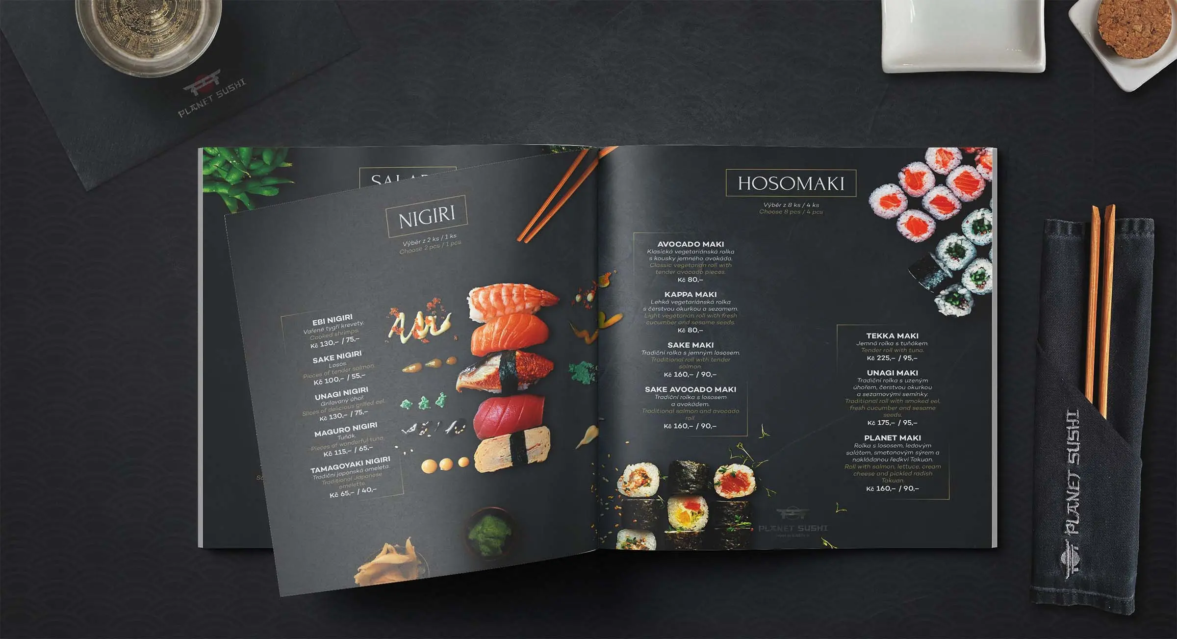 Planet Sushi jídelní menu